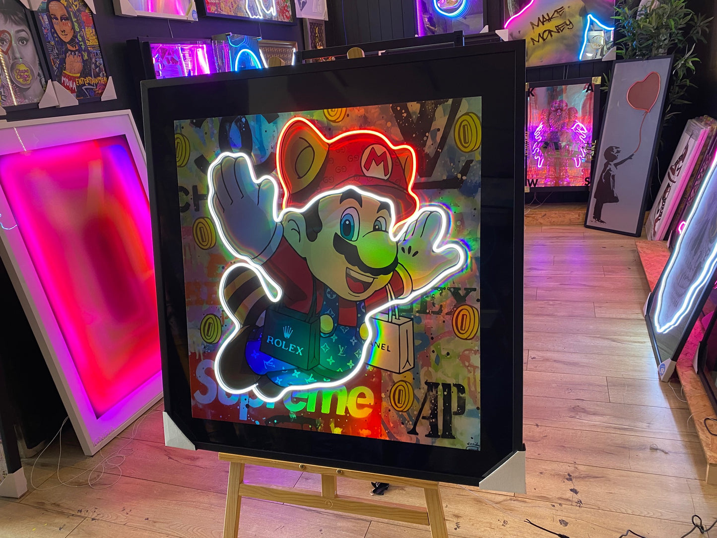 Mario LED on Holographic Print | 800x800mm