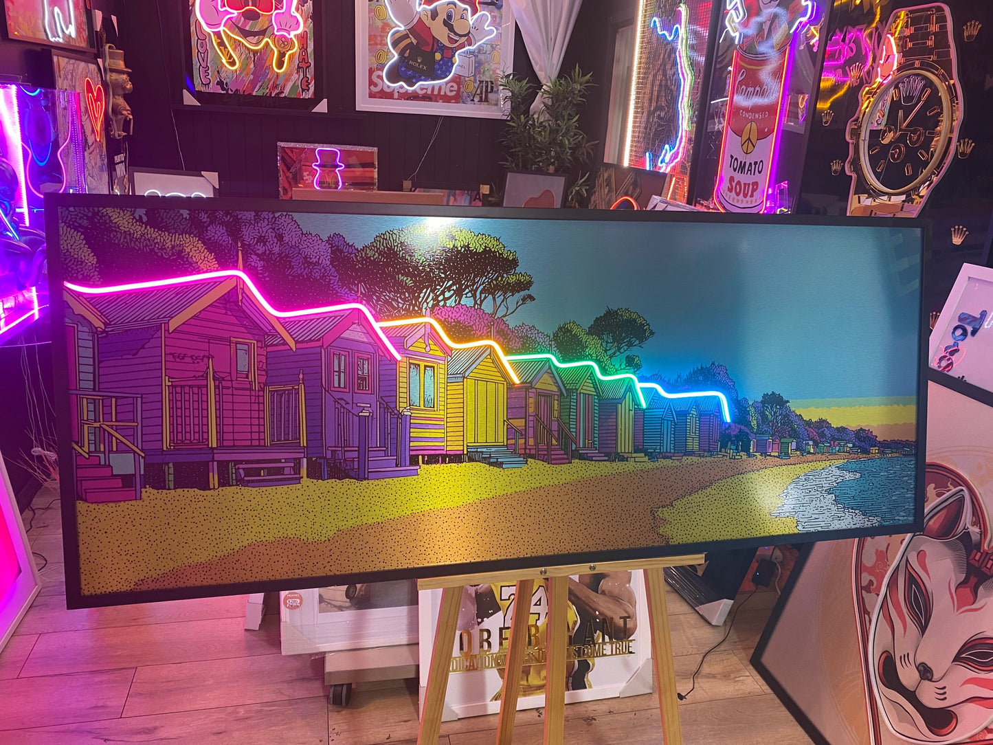 Brighton Bathing Boxes LED on Brush Metal | 1620x650mm