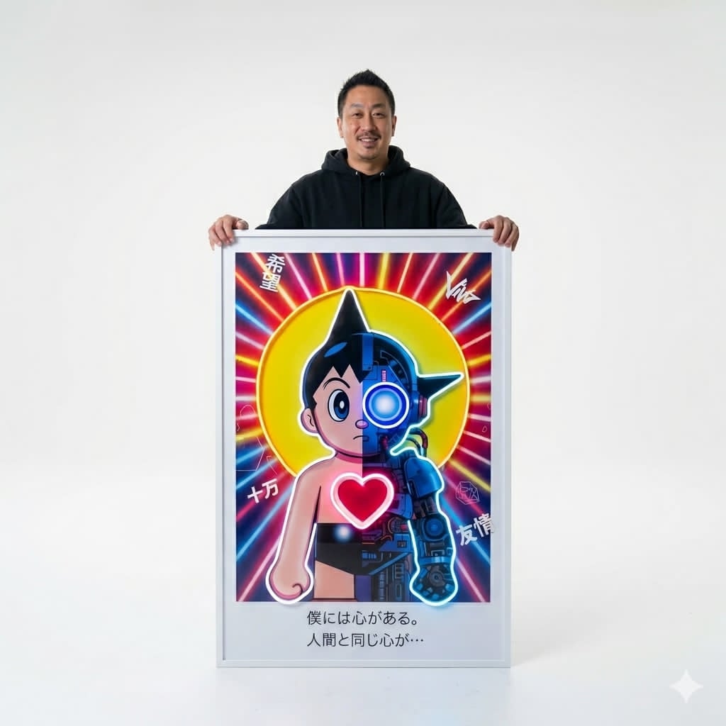 Astro Boy LED on White Metallic Surface | 830x1250mm