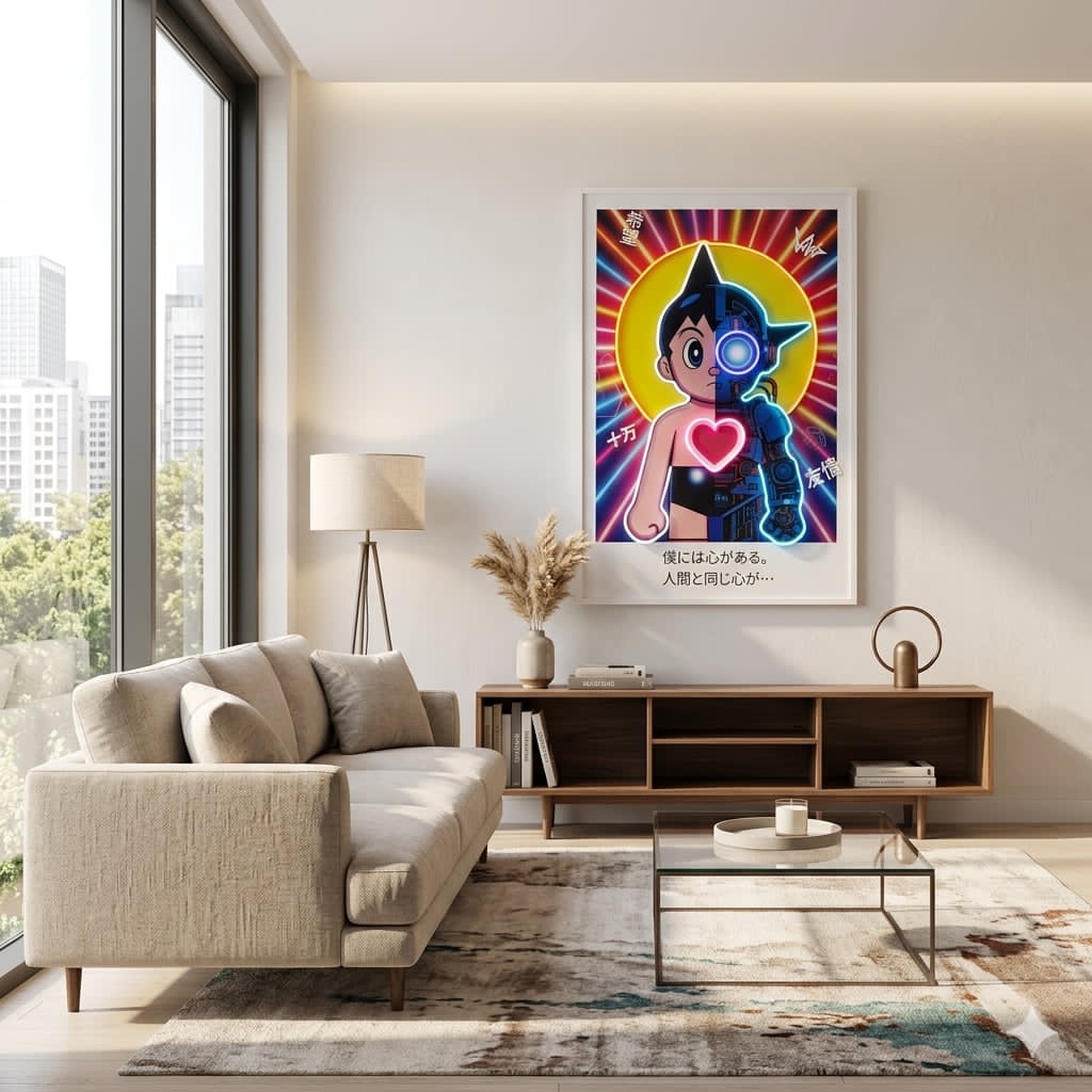 Astro Boy LED on White Metallic Surface | 830x1250mm