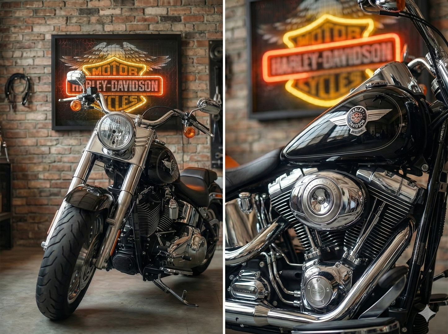 Caged "Harley Davidson" LED | 960x650mm with Metal Cage