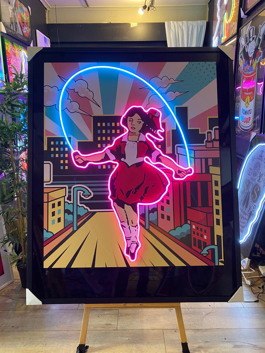 Vinegar Skipping Girl Melbourne | 1260x1540mm | On Black Metallic Surface