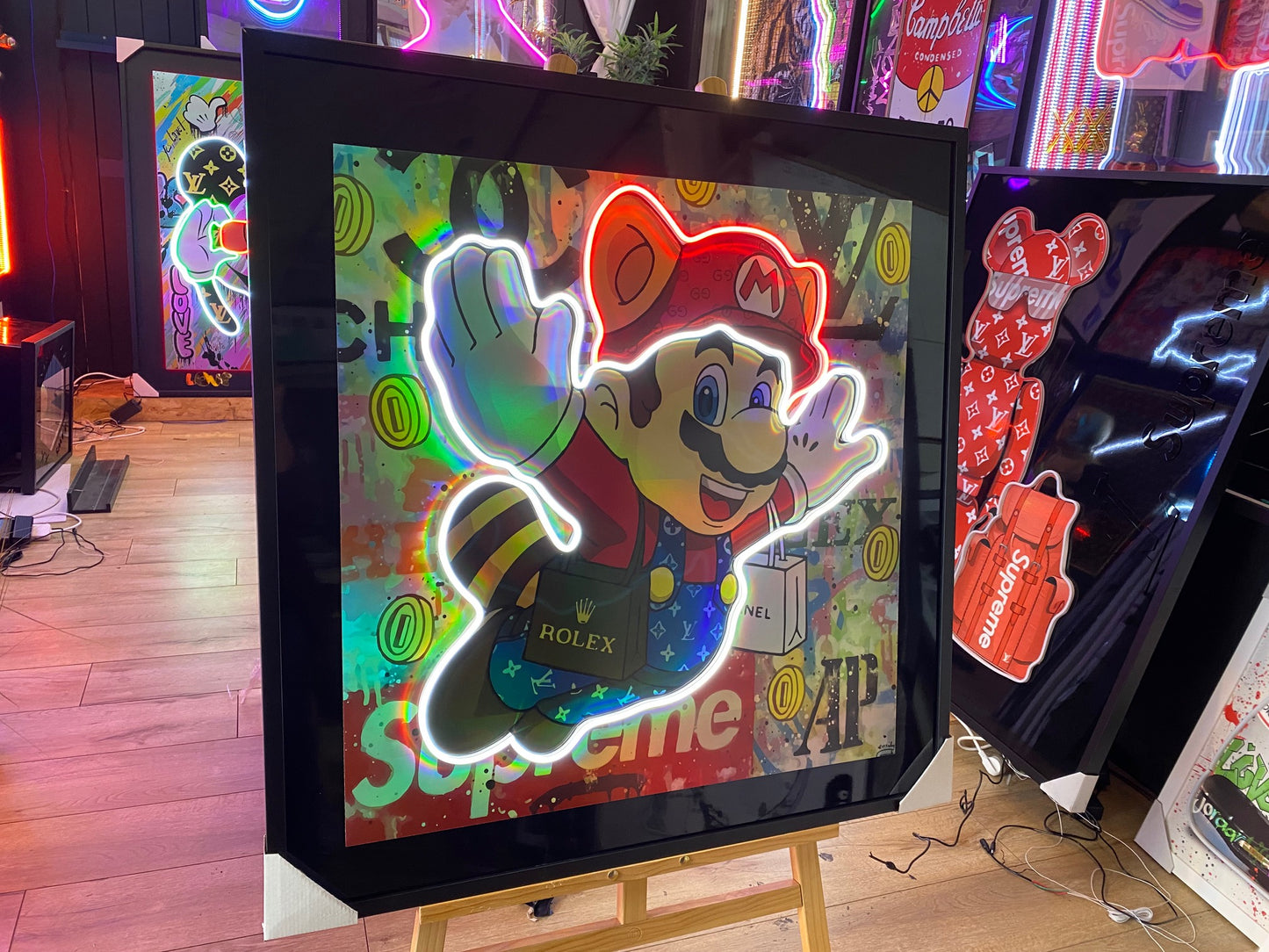 Mario LED on Holographic Print | 800x800mm