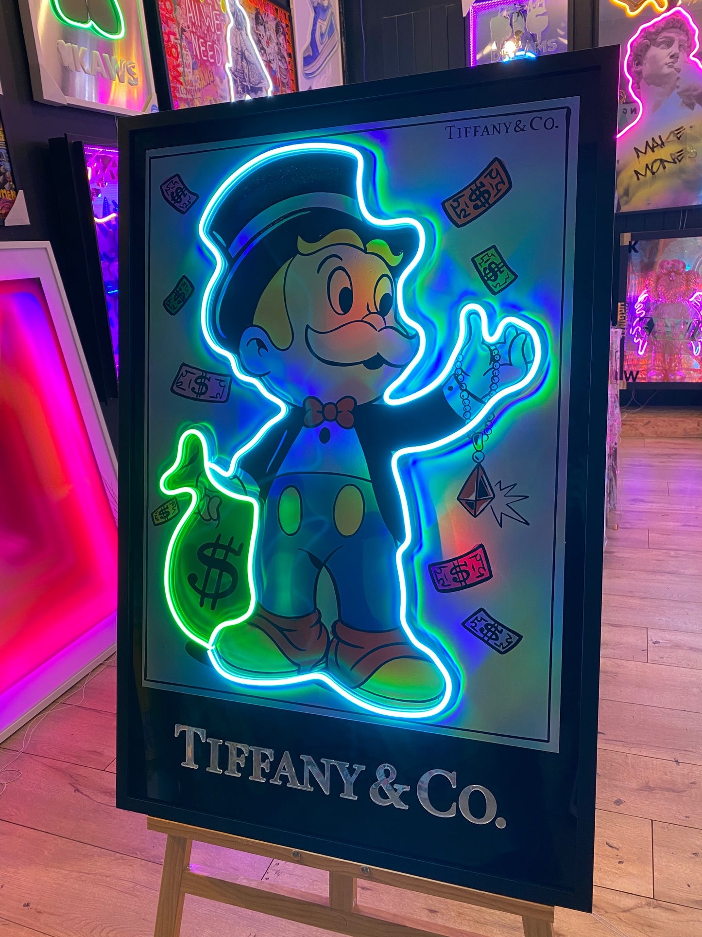 Monopoly "Tiffany & Co" LED on Holographic Print | 600x800mm