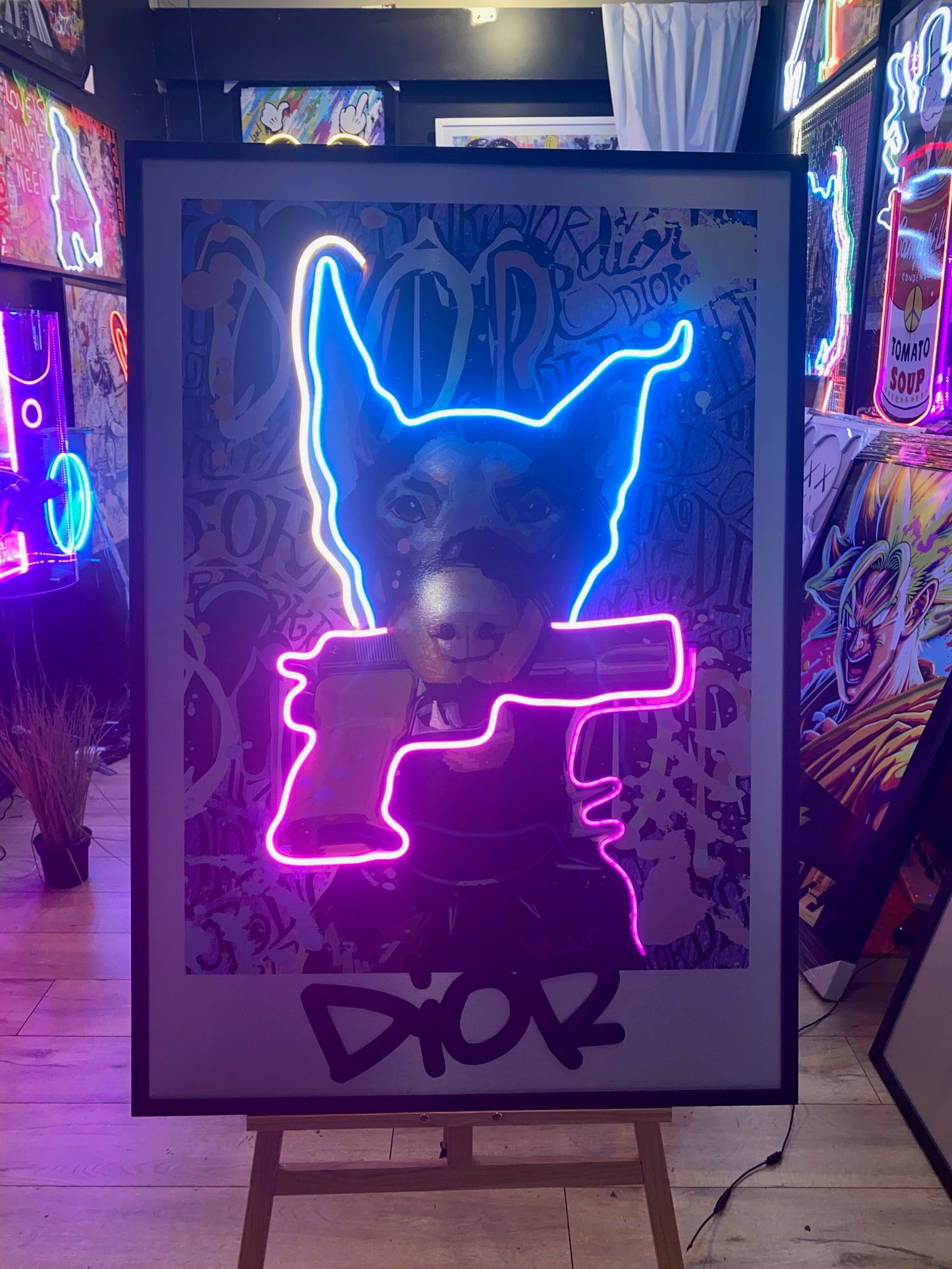 Dior Dog LED on Brush Metal | 880x1250mm