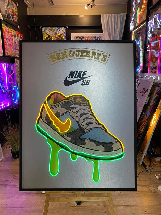 Ben & Jerry's Nike Shoe Dript LED on Brush Metal | 970x1250mm