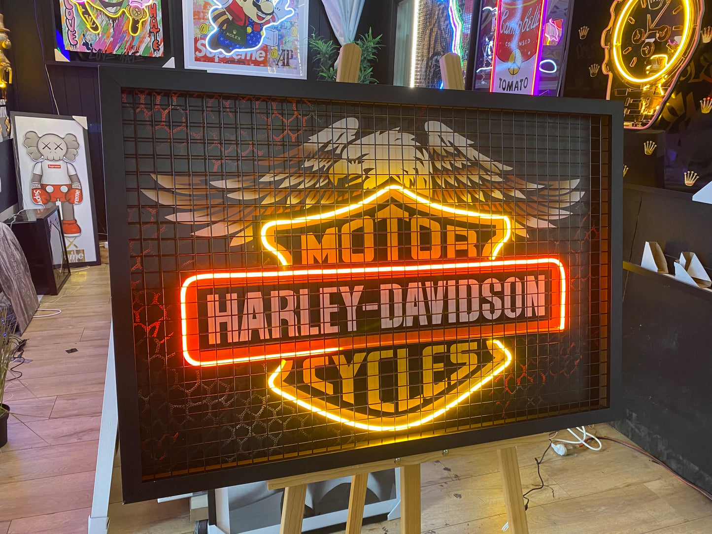 Caged "Harley Davidson" LED | 960x650mm with Metal Cage