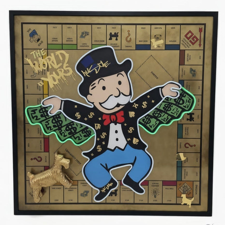 Monopoly Board LED on Brush Metallic Surface | 1030x1030mm