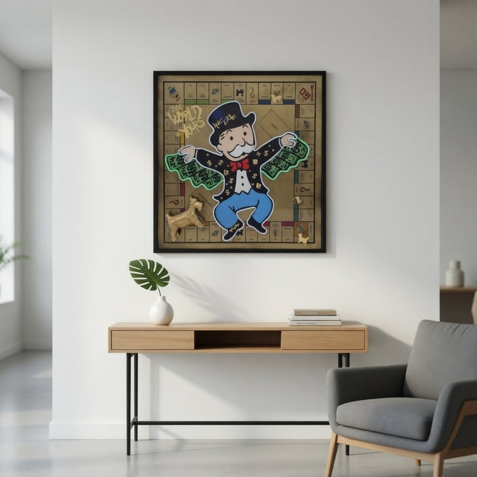 Monopoly Board LED on Brush Metallic Surface | 1030x1030mm