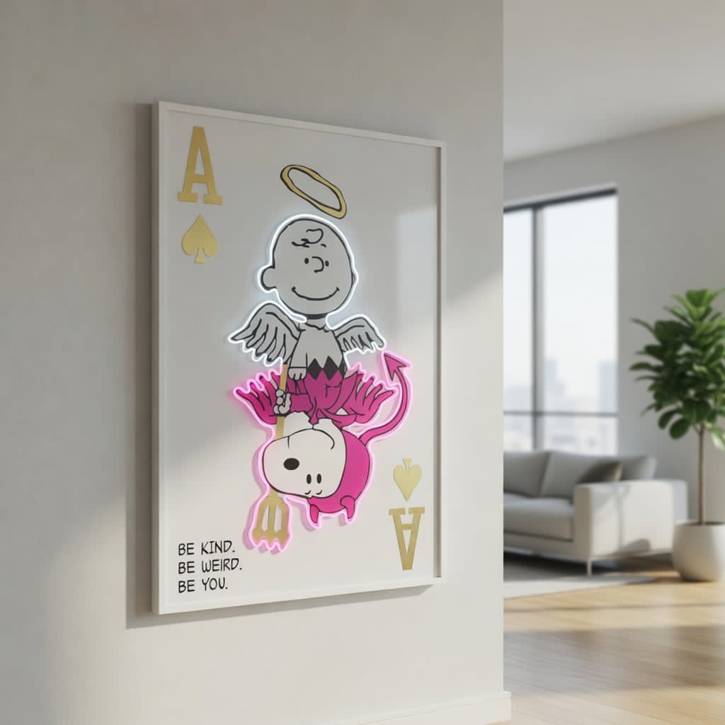 The Boy and His Dog LED on White Metallic Surface | 870x1250mm